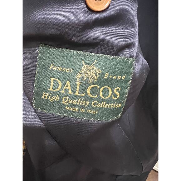 DALCOS Made in Italy 100% Wool Blazer Jacket Check Plaid Brown Navy 50R - Picture 3 of 14